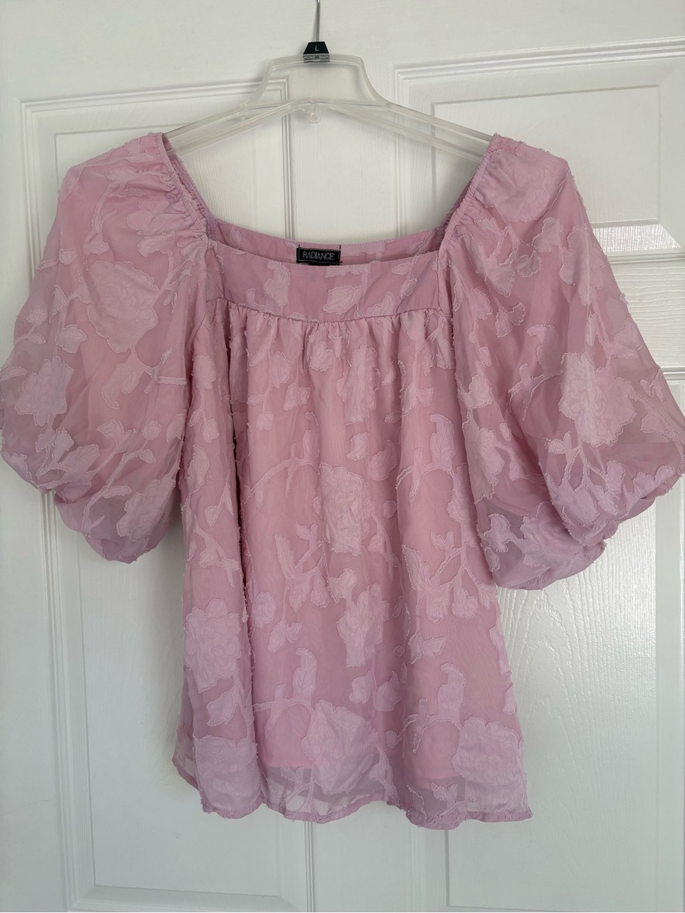Pink Floral Puff-Sleeve Peasant Blouse